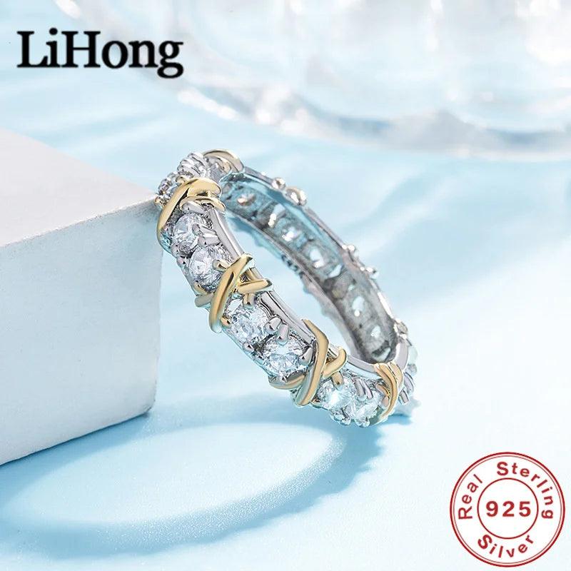 Luxury 925 Sterling Silver Ring Interlaced With Aaa Zircon Crystal Ring For A Woman'S Engagement Jewelry Gift-THAT FASHION STORE