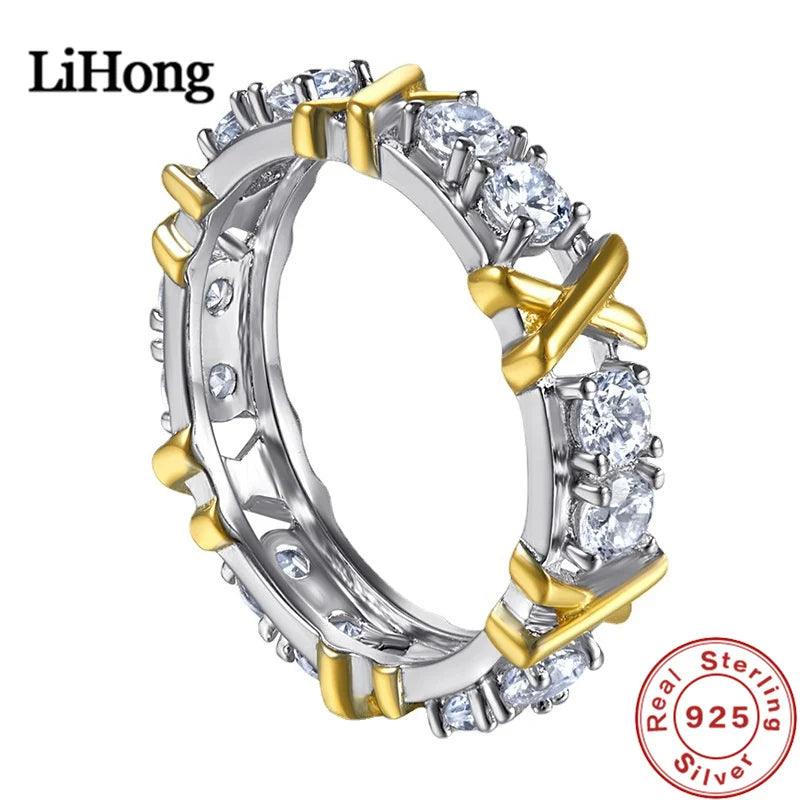 Luxury 925 Sterling Silver Ring Interlaced With Aaa Zircon Crystal Ring For A Woman'S Engagement Jewelry Gift-THAT FASHION STORE