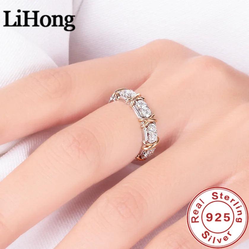 Luxury 925 Sterling Silver Ring Interlaced With Aaa Zircon Crystal Ring For A Woman'S Engagement Jewelry Gift-THAT FASHION STORE