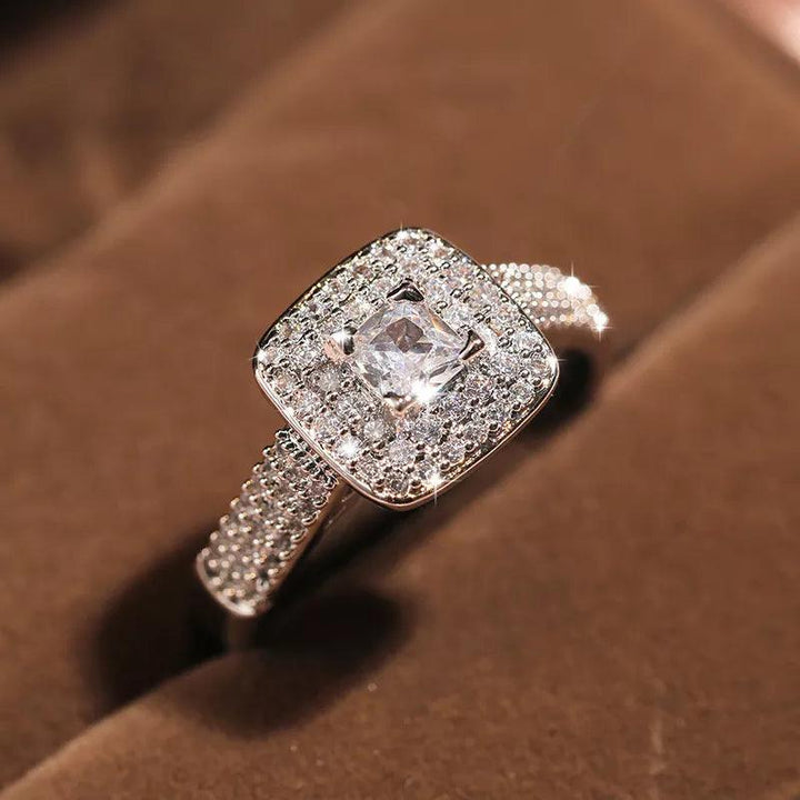 Luxury 925 Sterling Silver Rings for Women Wedding Band Square Zircon Party Engagement Ring Eternity Jewelry-THAT FASHION STORE