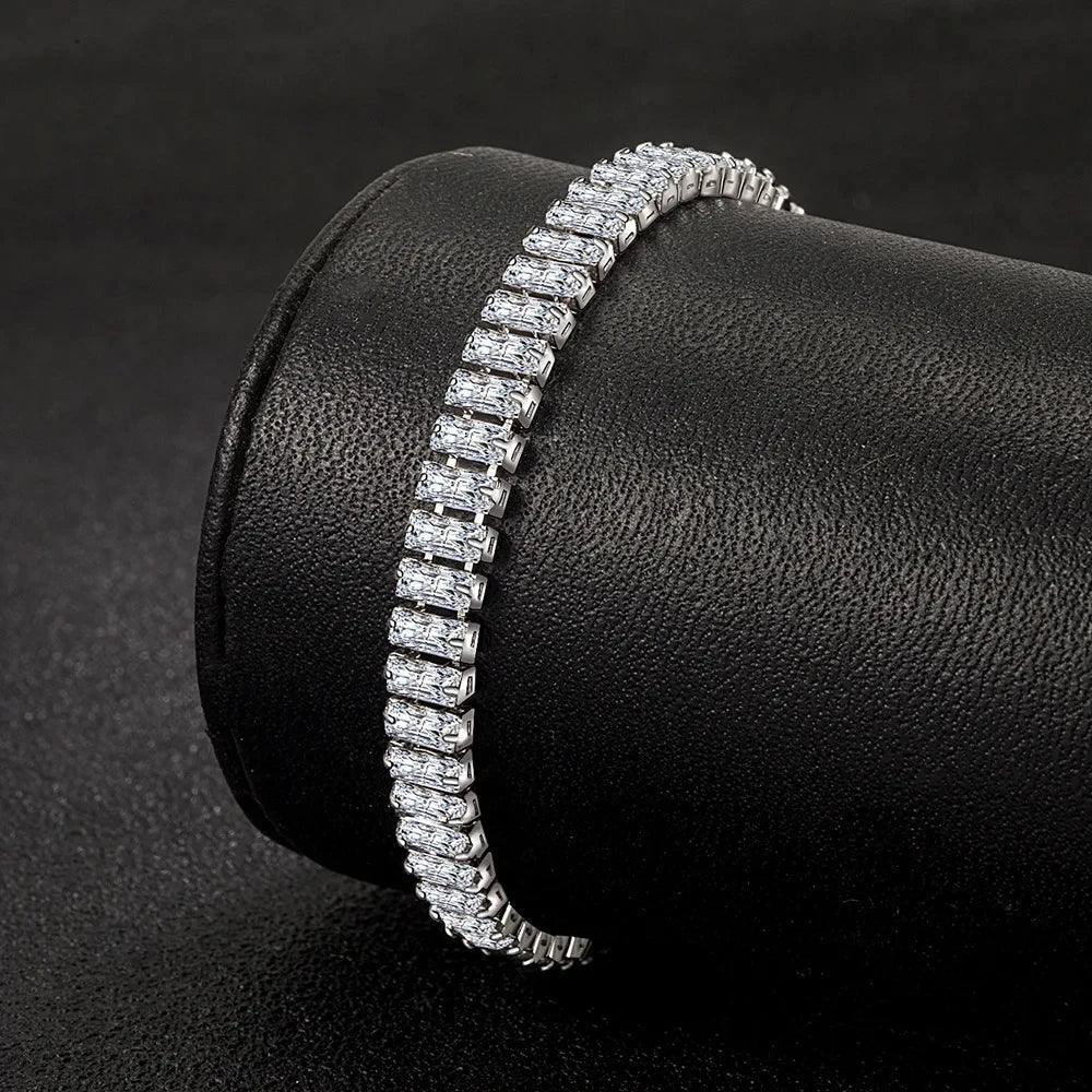 luxury designer 925 Sterling Silver fine Crystal Bracelet For Women fashion Jewelry Engagement Wedding Glamour 18CM-THAT FASHION STORE