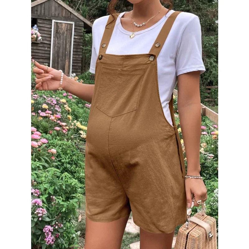 Maternity Jumpsuits Knee-length Plus Size Pregnant Woman Rompers Pregnancy Overalls Cotton Clothes Summer Fashion 2024 New-THAT FASHION STORE