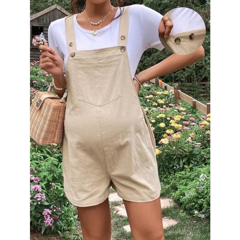 Maternity Jumpsuits Knee-length Plus Size Pregnant Woman Rompers Pregnancy Overalls Cotton Clothes Summer Fashion 2024 New-THAT FASHION STORE