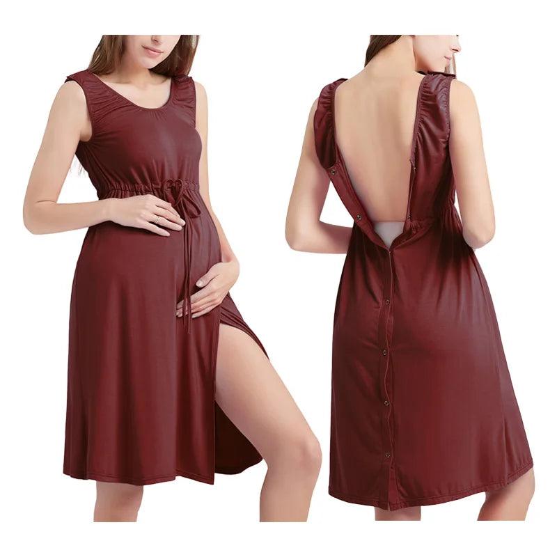 Maternity Labor Delivery Nightdress Nursing Sleepwear 3 In 1 Pregnant Women Breastfeeding Nightgown Hospital Childbirth Pajama-THAT FASHION STORE