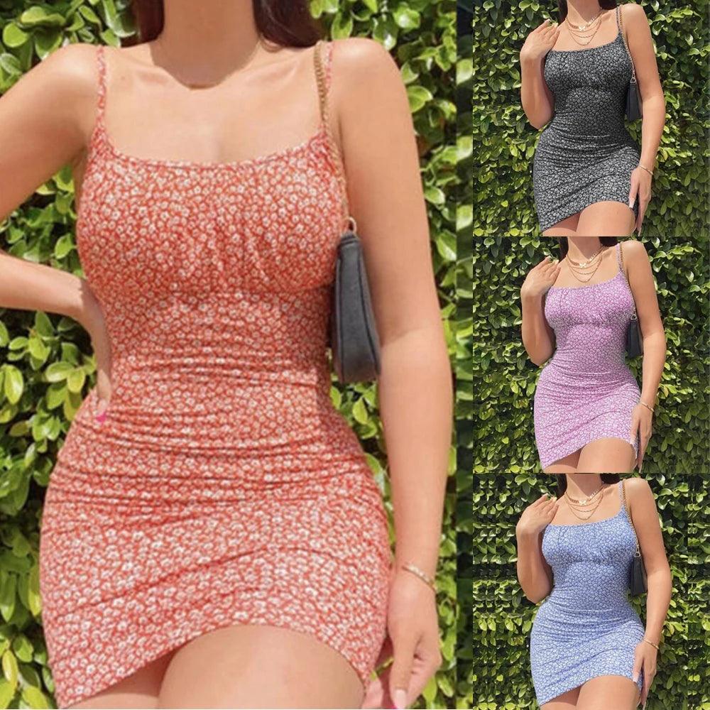 Mini Dress Bodycon Summer Sundress Party Polyester Sexy Spaghetti Strap Strappy Suspenders Breathable Clubwear-THAT FASHION STORE