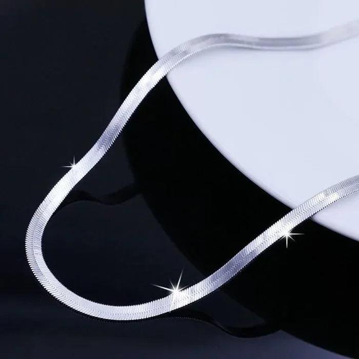 New 925 Sterling Silver fine 4MM Blade Chain Necklace for Women MEN Luxury wedding party Jewelry Best friend Holiday gifts-THAT FASHION STORE