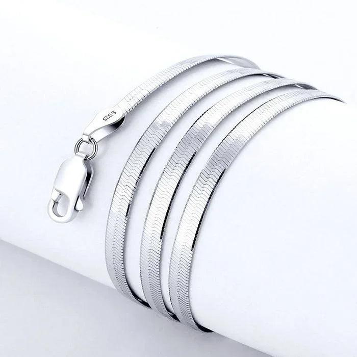 New 925 Sterling Silver fine 4MM Blade Chain Necklace for Women MEN Luxury wedding party Jewelry Best friend Holiday gifts-THAT FASHION STORE