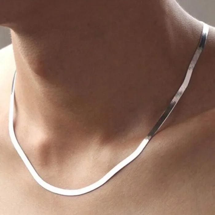 New 925 Sterling Silver fine 4MM Blade Chain Necklace for Women MEN Luxury wedding party Jewelry Best friend Holiday gifts-THAT FASHION STORE