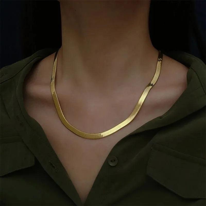 New in Gold 18 k 18/20/22/24 Inch 4MM Blade Men Women's Chain Necklace Luxury Designer Jewelry Free Shipping GaaBou Jewellery-THAT FASHION STORE