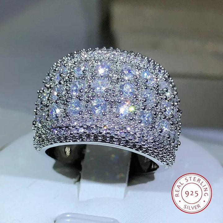 New Luxury Round 925 Sterling Silver bling zircon Engagement Ring For Women Lady Anniversary Gift Jewelry Bulk Sell-THAT FASHION STORE