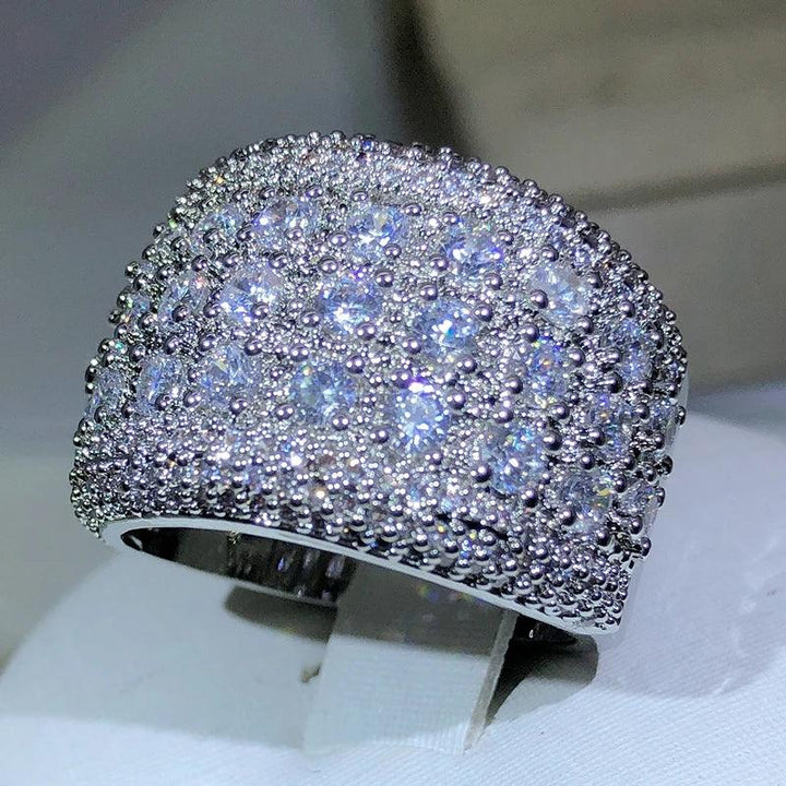 New Luxury Round 925 Sterling Silver bling zircon Engagement Ring For Women Lady Anniversary Gift Jewelry Bulk Sell-THAT FASHION STORE