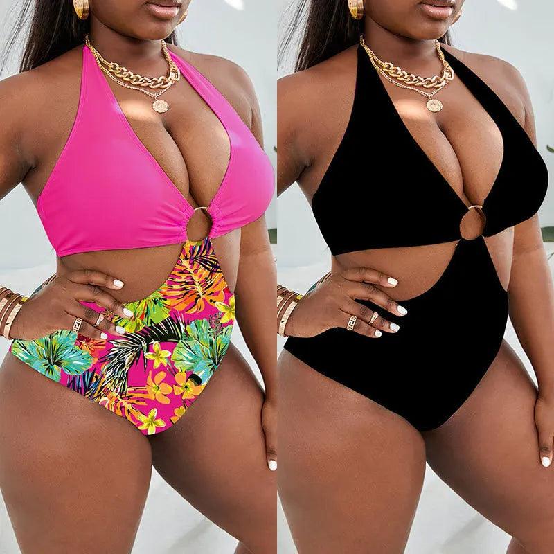 Oversized Women's Swimsuit Sexy One Piece Swimwear Fashion Cutout Strap Bikini Swimsuit Plus Size Swimwear Tankini Bathing Suit-THAT FASHION STORE