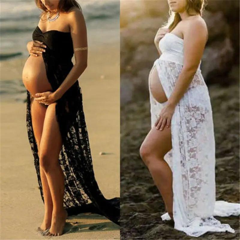 Photography Props Maternity Sexy Lace Maxi Dresses Gown Pregnant Dress Sleeveless Strapless Photo Shoot Summer Dress-THAT FASHION STORE