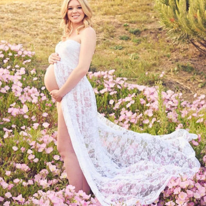 Photography Props Maternity Sexy Lace Maxi Dresses Gown Pregnant Dress Sleeveless Strapless Photo Shoot Summer Dress-THAT FASHION STORE