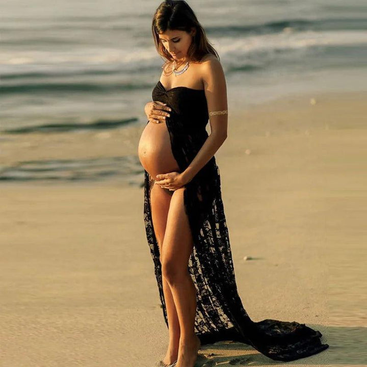 Photography Props Maternity Sexy Lace Maxi Dresses Gown Pregnant Dress Sleeveless Strapless Photo Shoot Summer Dress-THAT FASHION STORE