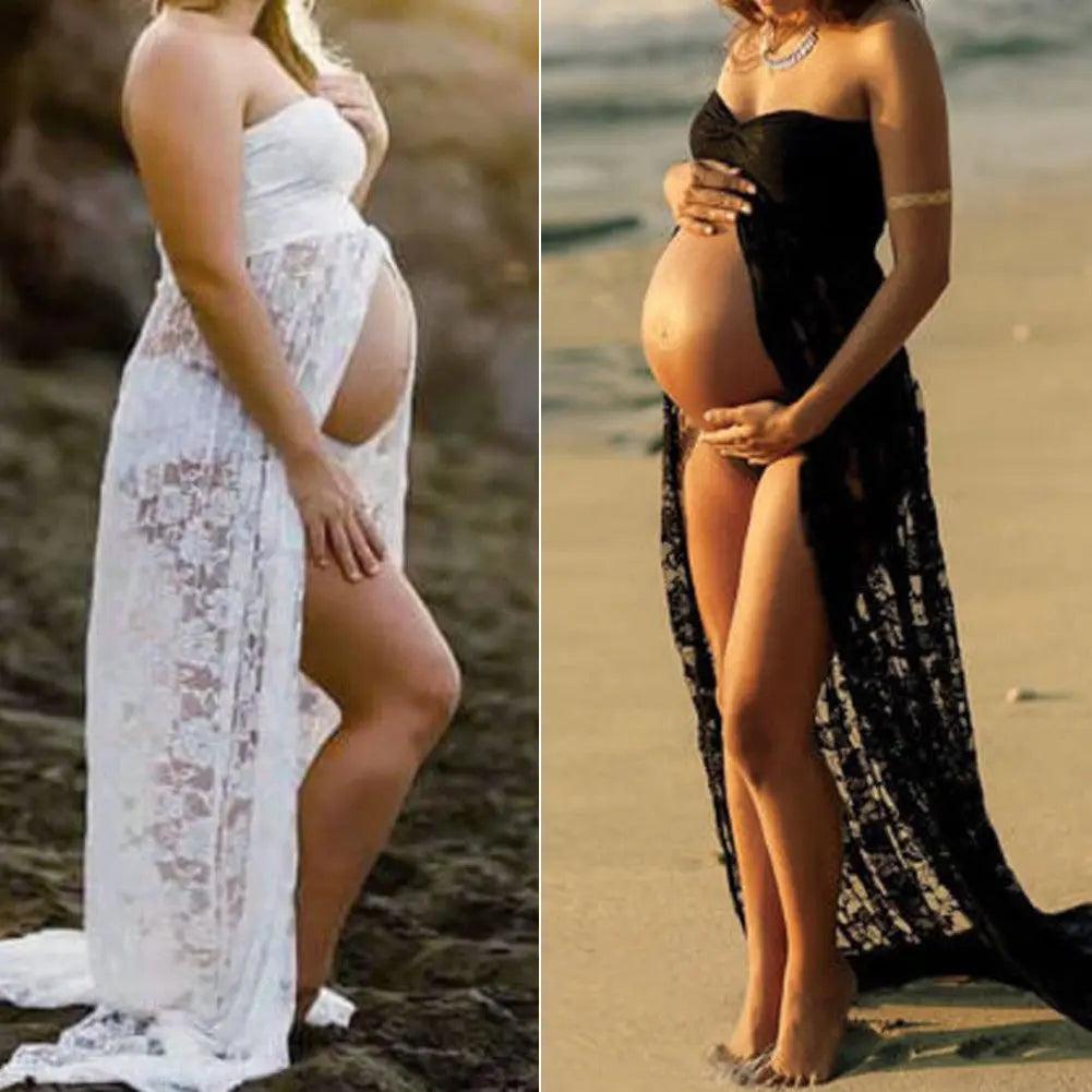 Photography Props Maternity Sexy Lace Maxi Dresses Gown Pregnant Dress Sleeveless Strapless Photo Shoot Summer Dress-THAT FASHION STORE