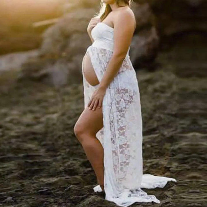 Photography Props Maternity Sexy Lace Maxi Dresses Gown Pregnant Dress Sleeveless Strapless Photo Shoot Summer Dress-THAT FASHION STORE