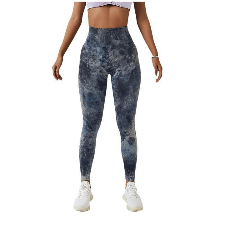 Seamless High Waist Peach Sports Trousers Waist One-piece Splash-dyeing Yoga Trousers-THAT FASHION STORE