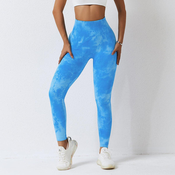 Seamless High Waist Peach Sports Trousers Waist One-piece Splash-dyeing Yoga Trousers-THAT FASHION STORE