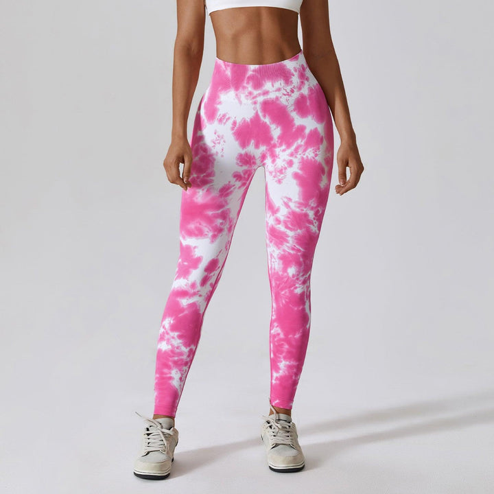 Seamless High Waist Peach Sports Trousers Waist One-piece Splash-dyeing Yoga Trousers-THAT FASHION STORE