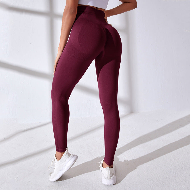 Seamless Knitted Peach Hip Fitness Pants High Waist-THAT FASHION STORE