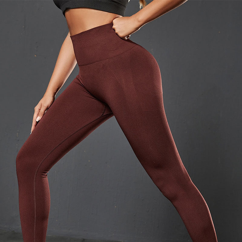 Seamless Knitted Peach Hip Fitness Pants High Waist-THAT FASHION STORE