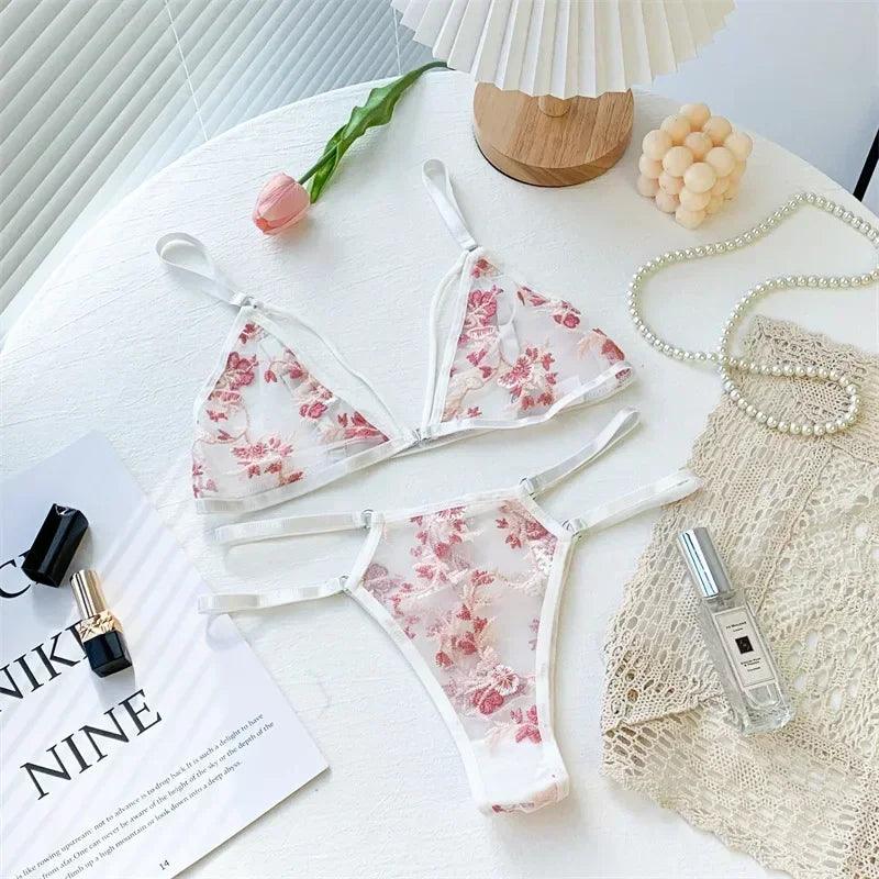 Sexy Lace Lingerie Set Women's Underwear Transparent Bra Party Sets Lace Lingerie Bra Set Underwear Set S-L Size-THAT FASHION STORE