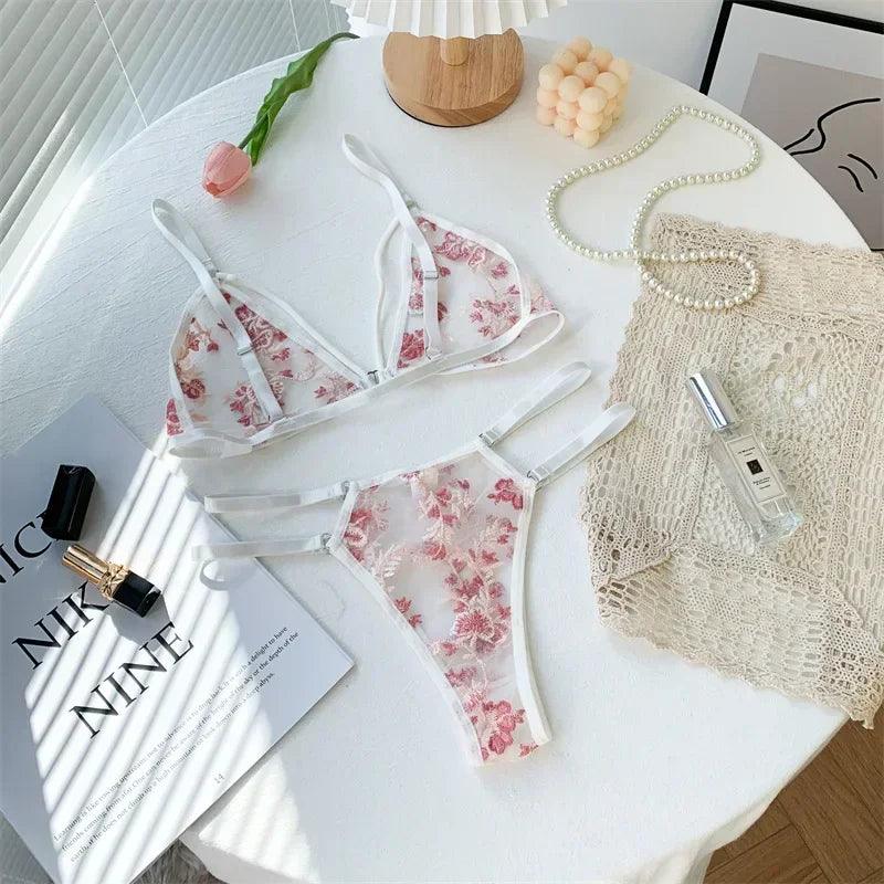 Sexy Lace Lingerie Set Women's Underwear Transparent Bra Party Sets Lace Lingerie Bra Set Underwear Set S-L Size-THAT FASHION STORE