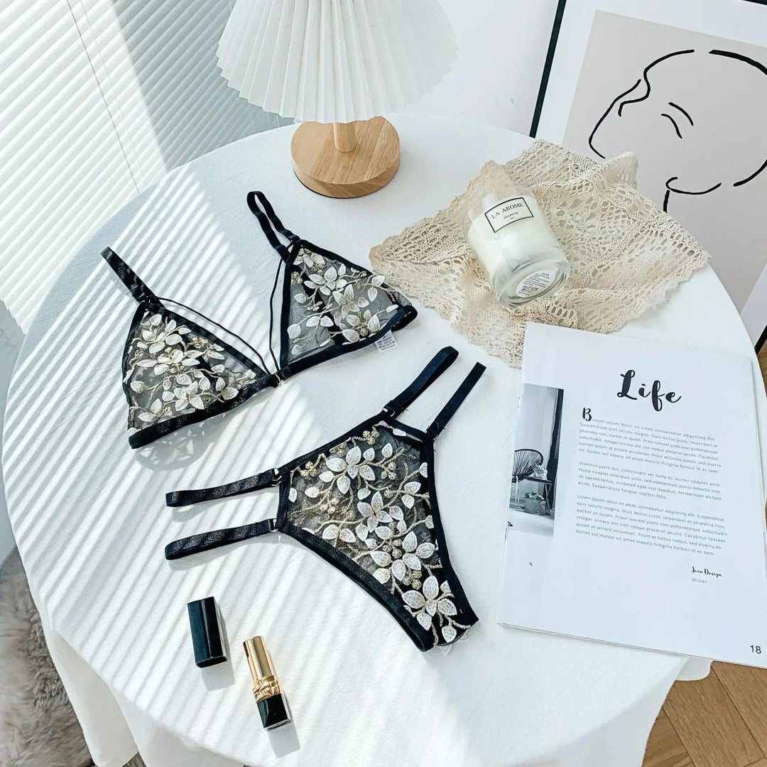 Sexy Lace Lingerie Set Women's Underwear Transparent Bra Party Sets Lace Lingerie Bra Set Underwear Set S-L Size-THAT FASHION STORE