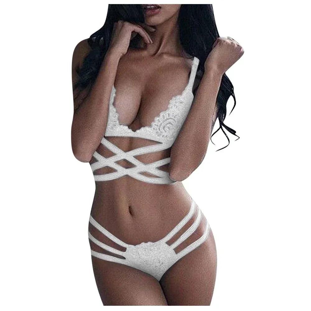 Sexy Lace Women Sexy Bra Set Polyester Bandage Push Up Underwear Set Beauty Back Bra Costume Intimates Lingerie-THAT FASHION STORE