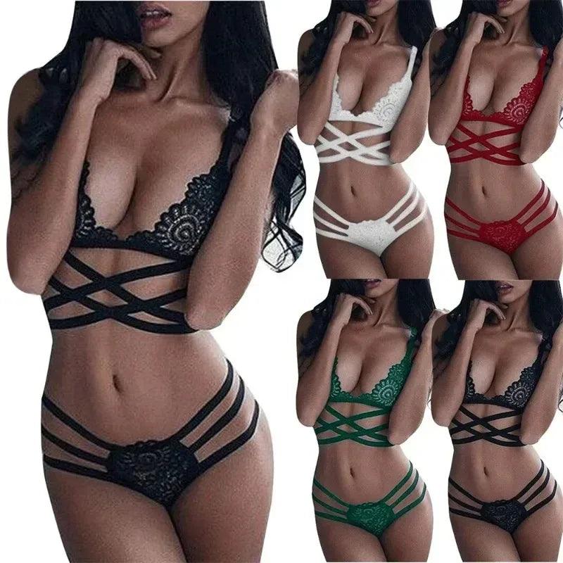 Sexy Lace Women Sexy Bra Set Polyester Bandage Push Up Underwear Set Beauty Back Bra Costume Intimates Lingerie-THAT FASHION STORE