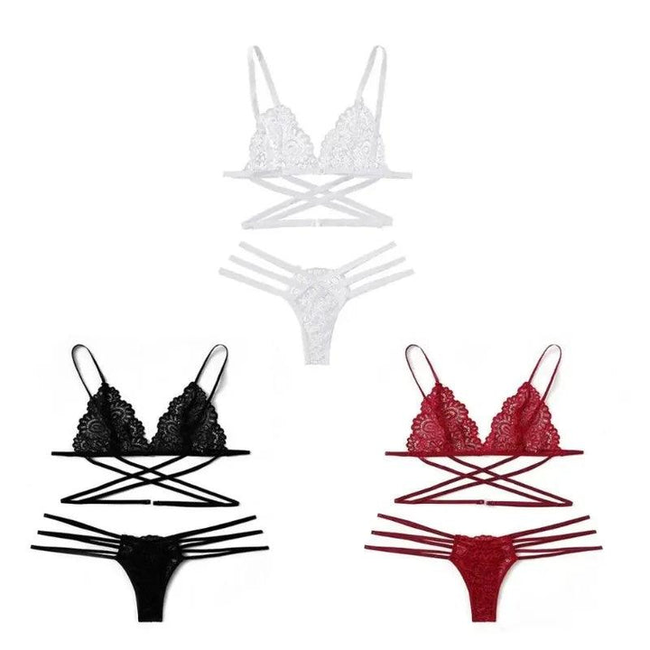 Sexy Lace Women Sexy Bra Set Polyester Bandage Push Up Underwear Set Beauty Back Bra Costume Intimates Lingerie-THAT FASHION STORE