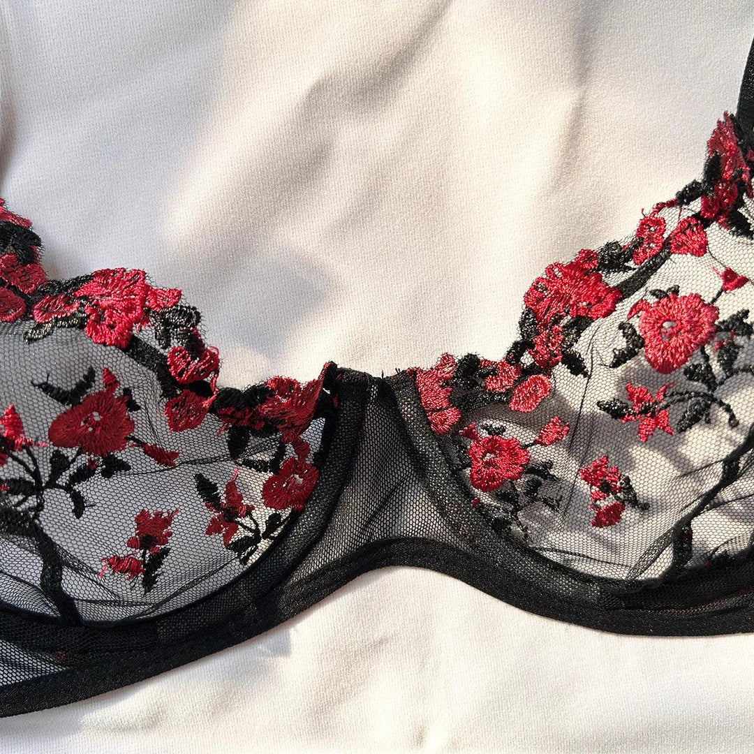 Sexy Set Womens Underwear Exotic Emotional Bra Set Embroidered Print Brassiere Lingerie Set Women's Set Push Up Thin Bralette-THAT FASHION STORE