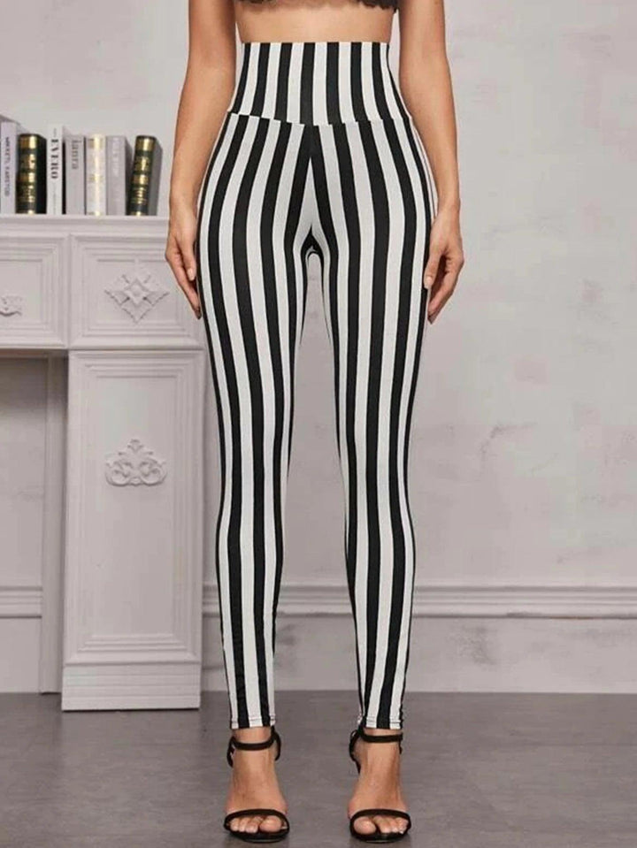 Spring New Korean Version Of Camouflage Striped Printed Leggings Women's High Stretch Slim Feet Nine-point Pants Women's Pants-THAT FASHION STORE