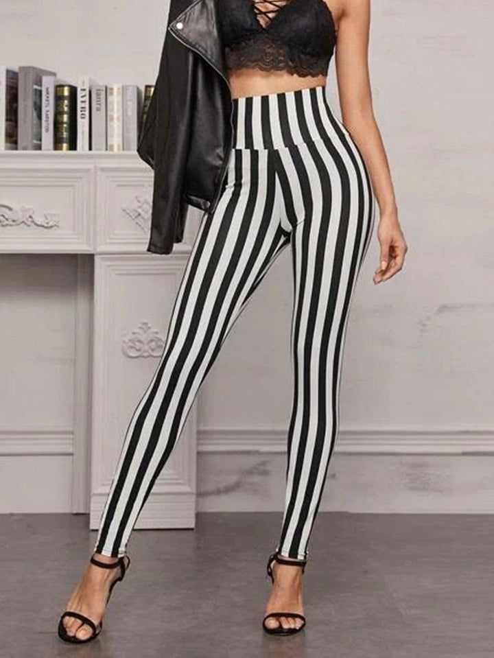 Spring New Korean Version Of Camouflage Striped Printed Leggings Women's High Stretch Slim Feet Nine-point Pants Women's Pants-THAT FASHION STORE