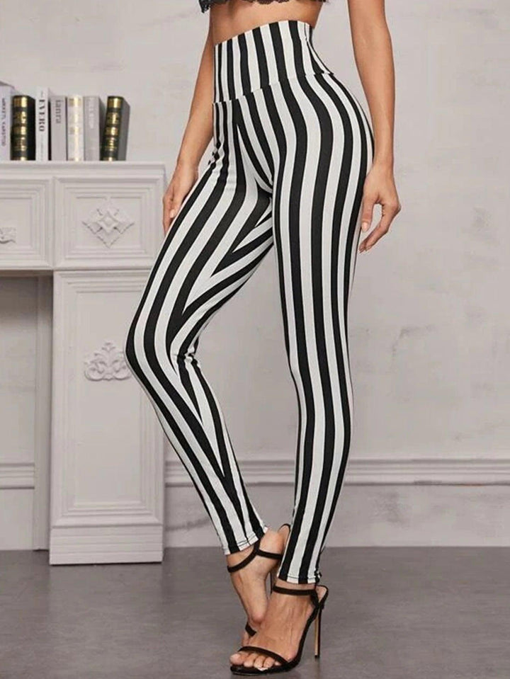 Spring New Korean Version Of Camouflage Striped Printed Leggings Women's High Stretch Slim Feet Nine-point Pants Women's Pants-THAT FASHION STORE