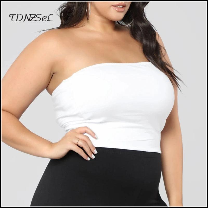 Strapless Tube Top Black White Street Basic Stretchy All-match Women Crop Tops Summer Beach Sports Tube Top 2020 Plus Size Camis-THAT FASHION STORE