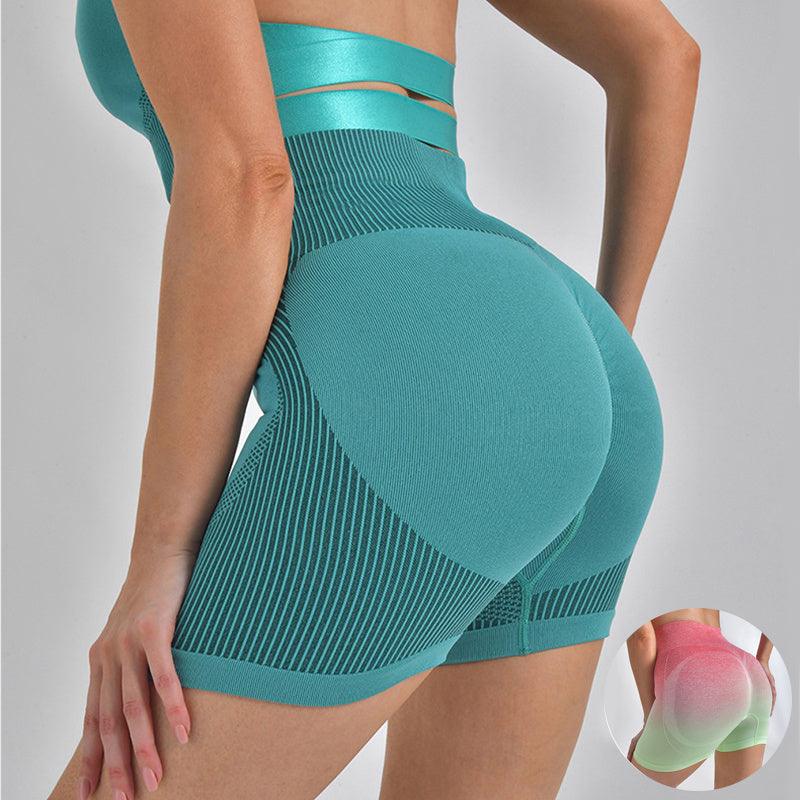 Striped Yoga Shorts High Waist Hip-lifting Tight Pants For Women Running Fitness Sports Leggings-THAT FASHION STORE