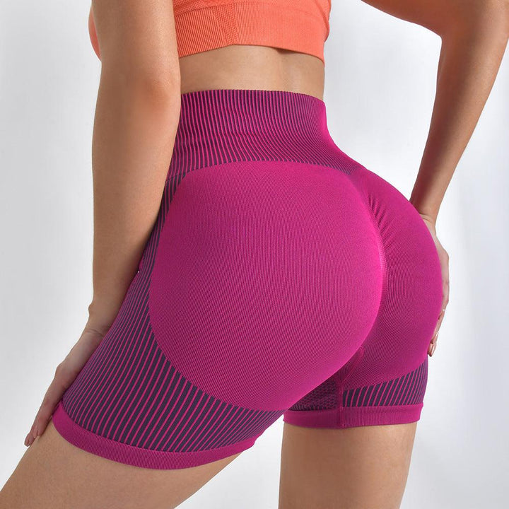 Striped Yoga Shorts High Waist Hip-lifting Tight Pants For Women Running Fitness Sports Leggings-THAT FASHION STORE