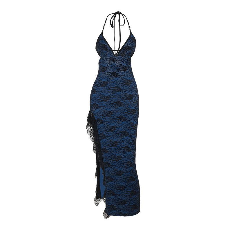 Synthetic Lace Split Sling Dress Women-THAT FASHION STORE