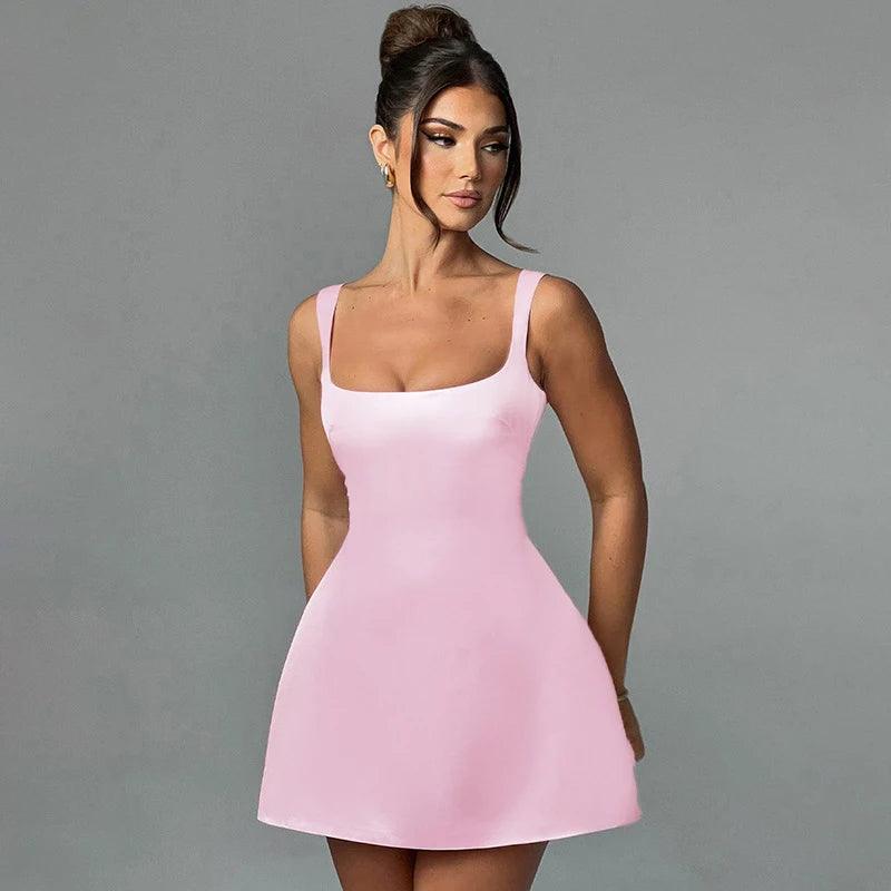 TARUXY Sleeveless Sexy Strapless Mini Dress Solid Patchwork High Waist Summer Fashion Female Bodycon Plunge Vacation Dress New-THAT FASHION STORE