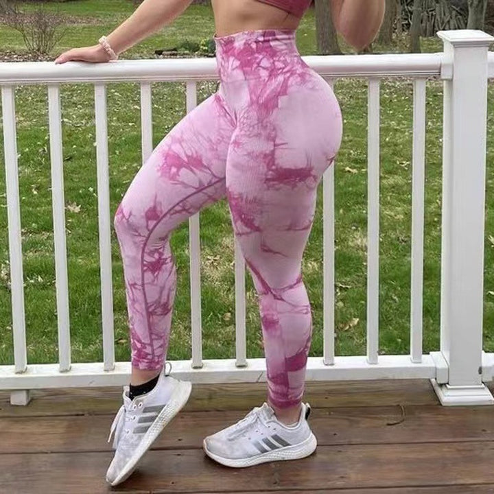 Tie-dye Peach Hip Yoga Pants Plus Size Seamless Hip-lifting Trousers-THAT FASHION STORE