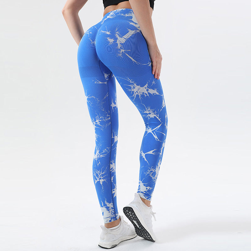 Tie-dye Peach Hip Yoga Pants Plus Size Seamless Hip-lifting Trousers-THAT FASHION STORE