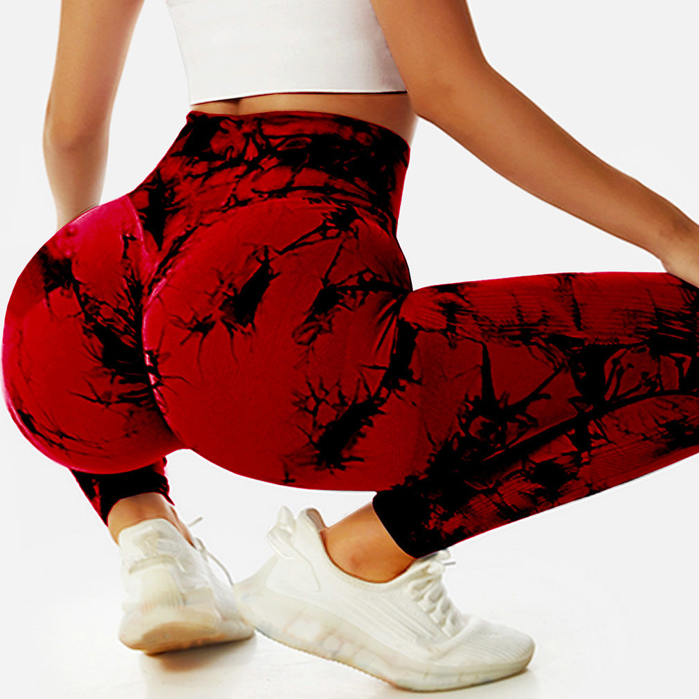 Tie-dye Peach Hip Yoga Pants Plus Size Seamless Hip-lifting Trousers-THAT FASHION STORE