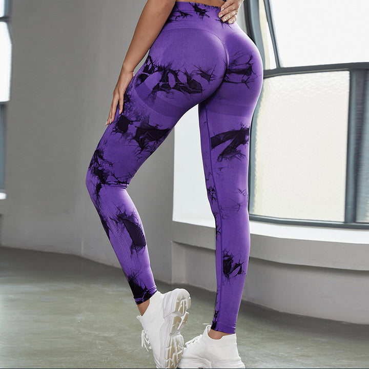 Tie-dye Peach Hip Yoga Pants Plus Size Seamless Hip-lifting Trousers-THAT FASHION STORE