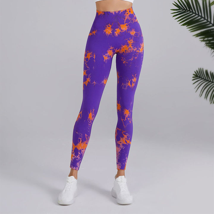 Tie-dye Printed Yoga Pants Fashion Seamless High-waisted Hip-lifting Trousers Sports Running Fitness Pants For Womens Clothing-THAT FASHION STORE