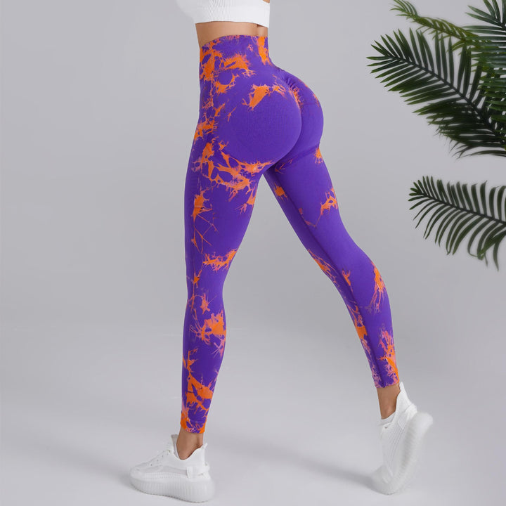 Tie-dye Printed Yoga Pants Fashion Seamless High-waisted Hip-lifting Trousers Sports Running Fitness Pants For Womens Clothing-THAT FASHION STORE