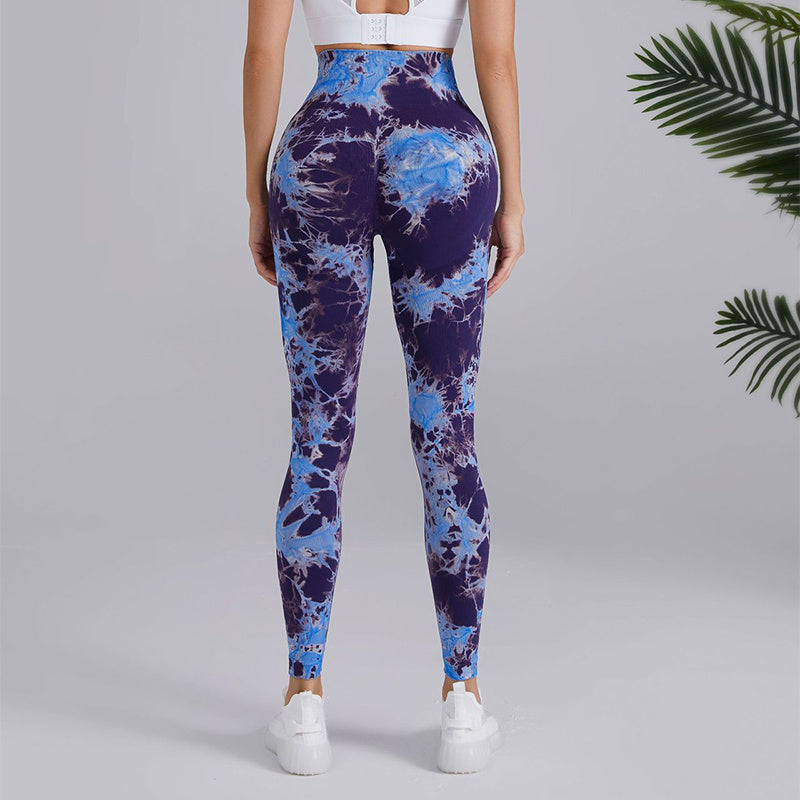 Tie-dye Printed Yoga Pants Fashion Seamless High-waisted Hip-lifting Trousers Sports Running Fitness Pants For Womens Clothing-THAT FASHION STORE