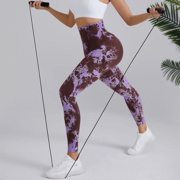 Tie-dye Printed Yoga Pants Fashion Seamless High-waisted Hip-lifting Trousers Sports Running Fitness Pants For Womens Clothing-THAT FASHION STORE