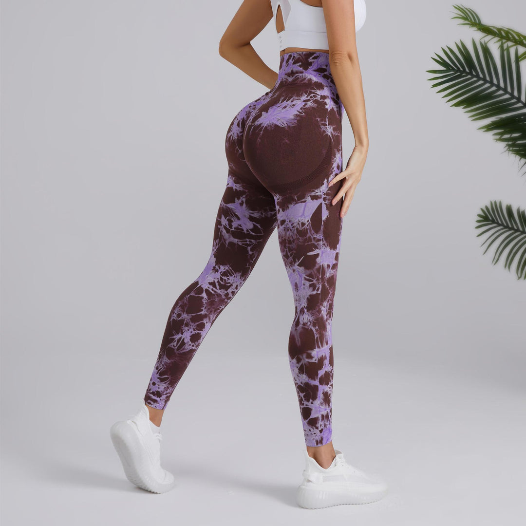 Tie-dye Printed Yoga Pants Fashion Seamless High-waisted Hip-lifting Trousers Sports Running Fitness Pants For Womens Clothing-THAT FASHION STORE